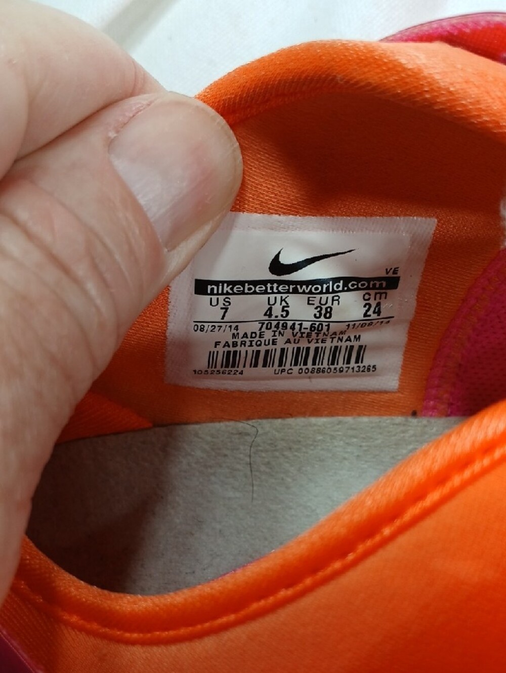 Nike Women's Hot Pink Running Shoes with Orange Interior - Picture 6 of 9